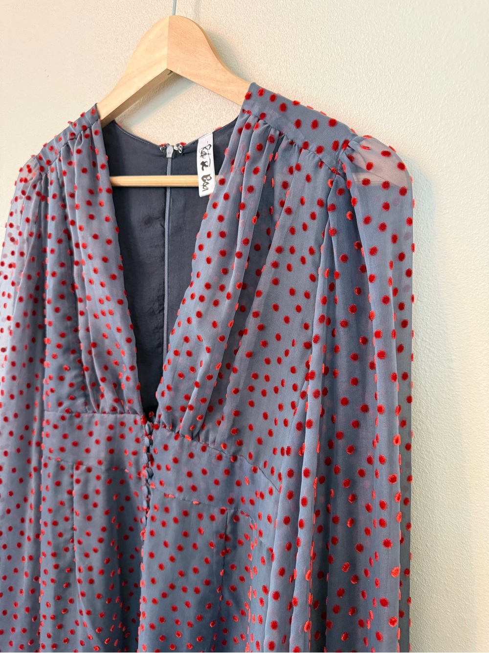 Rat & Boa Othilia Polka Dot Mini Dress Purple Balloon Sleeve Dress Medium - Picture 7 of 12